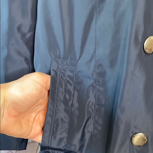 Dennis Basso trench raincoat peacoat navy jacket S - Picture 2 of 11